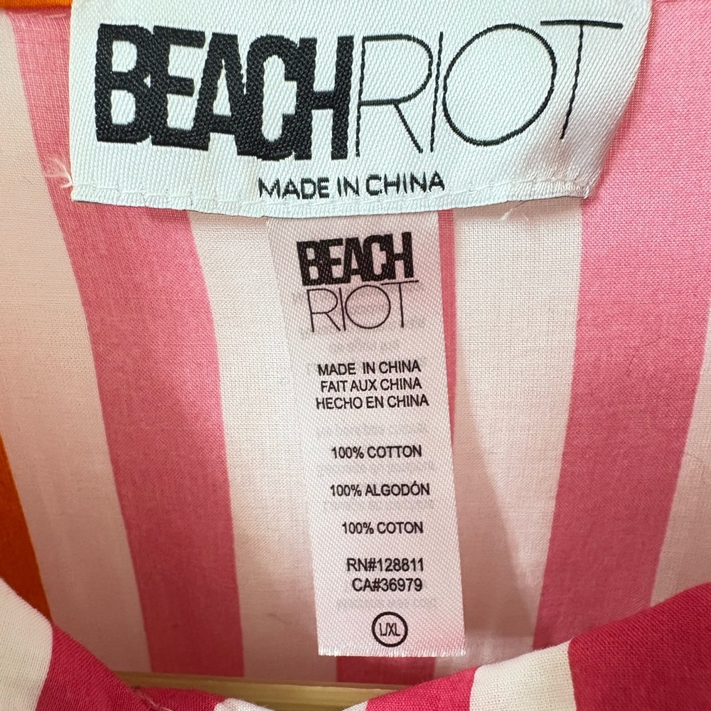 Beach Riot Pink and Orange Striped Shirt - Picture 3 of 5